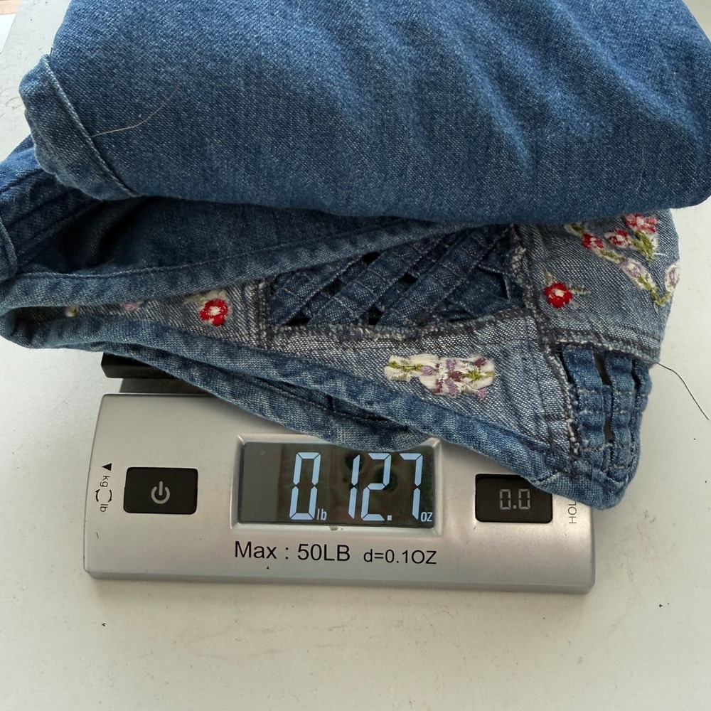 Bobbie Brooks Denim Vest Floral Embroidered Hearts Cottagercore Grannycore Large - Picture 8 of 9